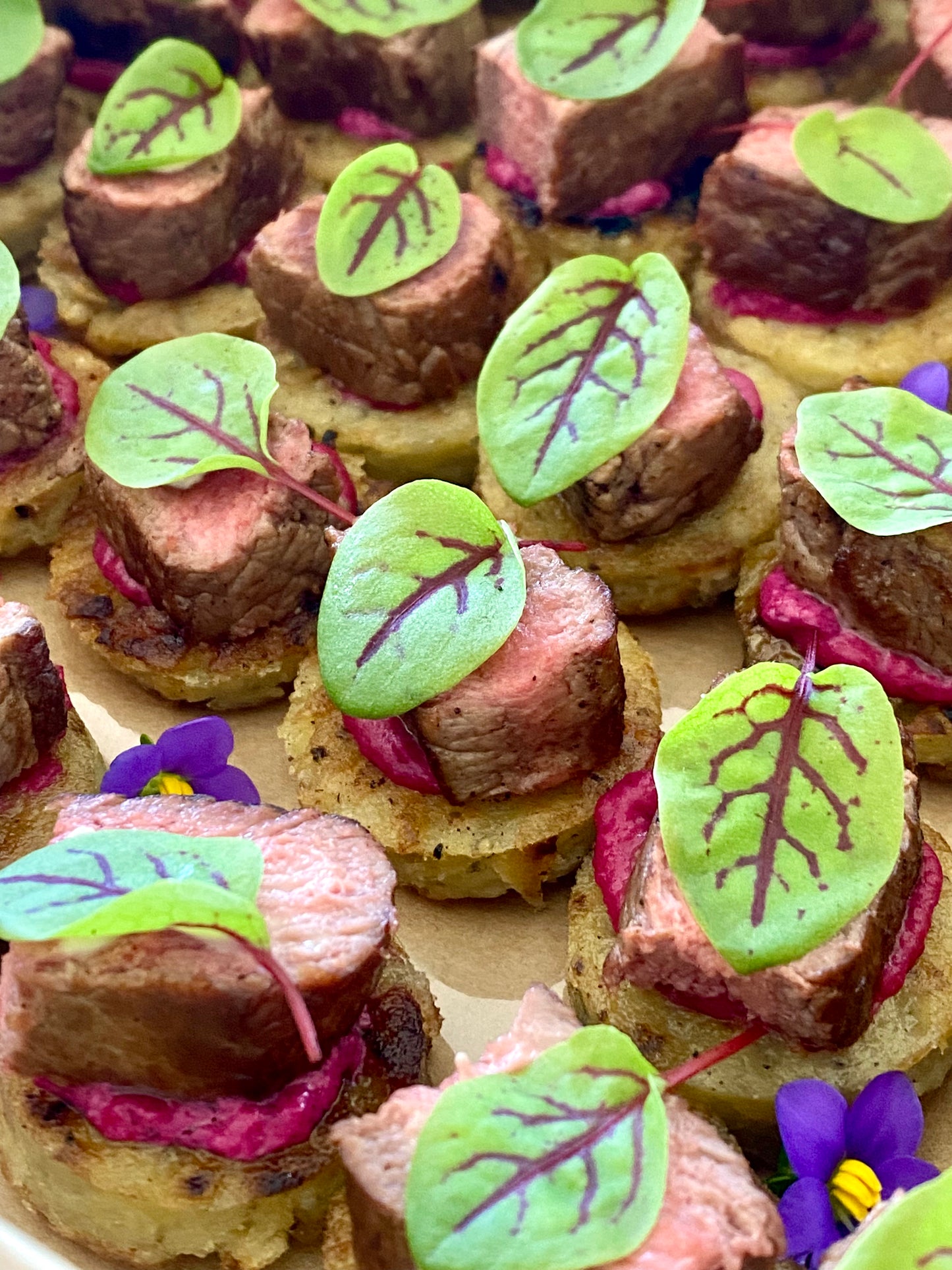 Crispy Beef Potato Rosti & Beetroot Garnished with Herbs