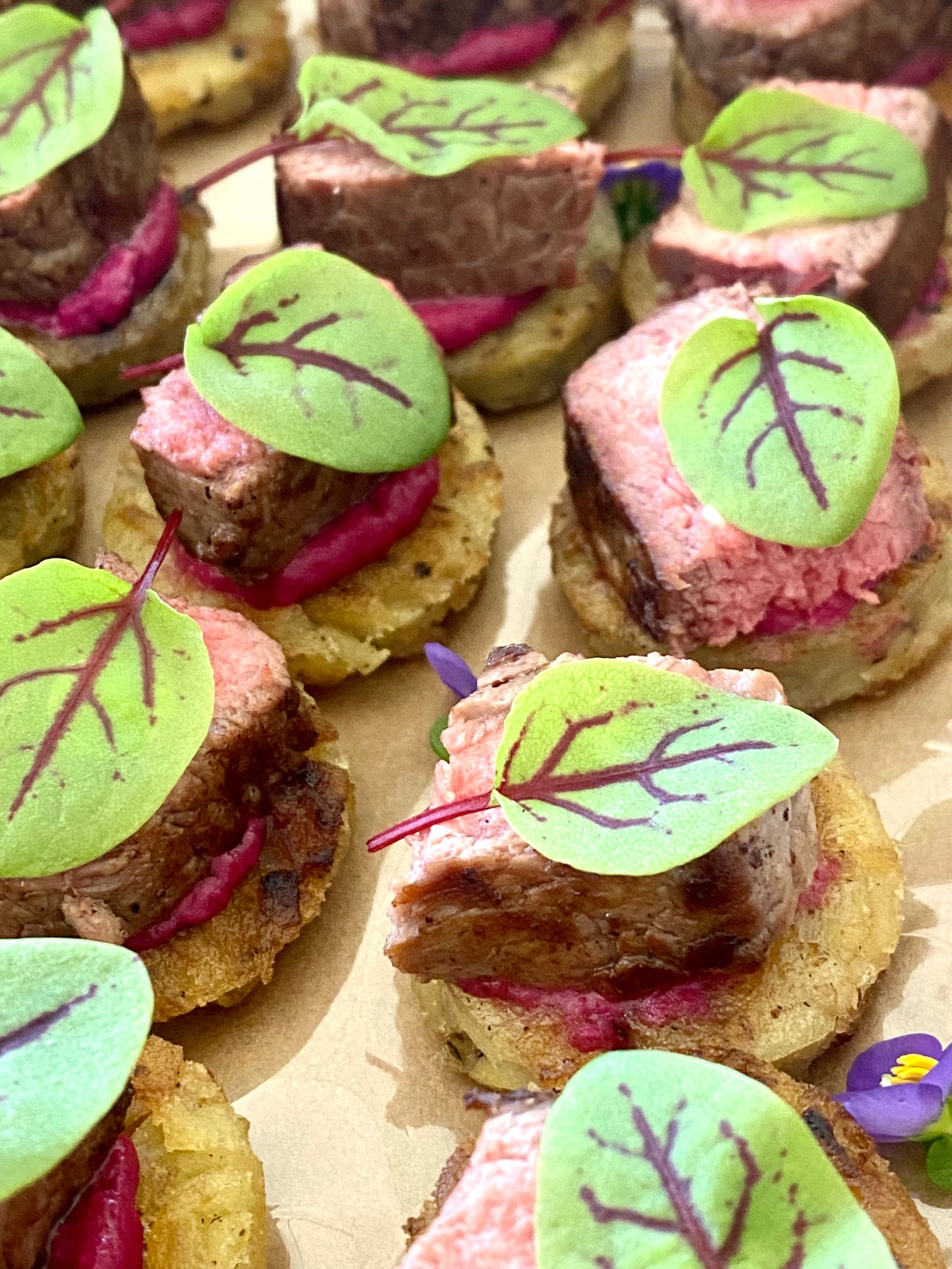 Crispy Beef Potato Rosti & Beetroot Garnished with Herbs