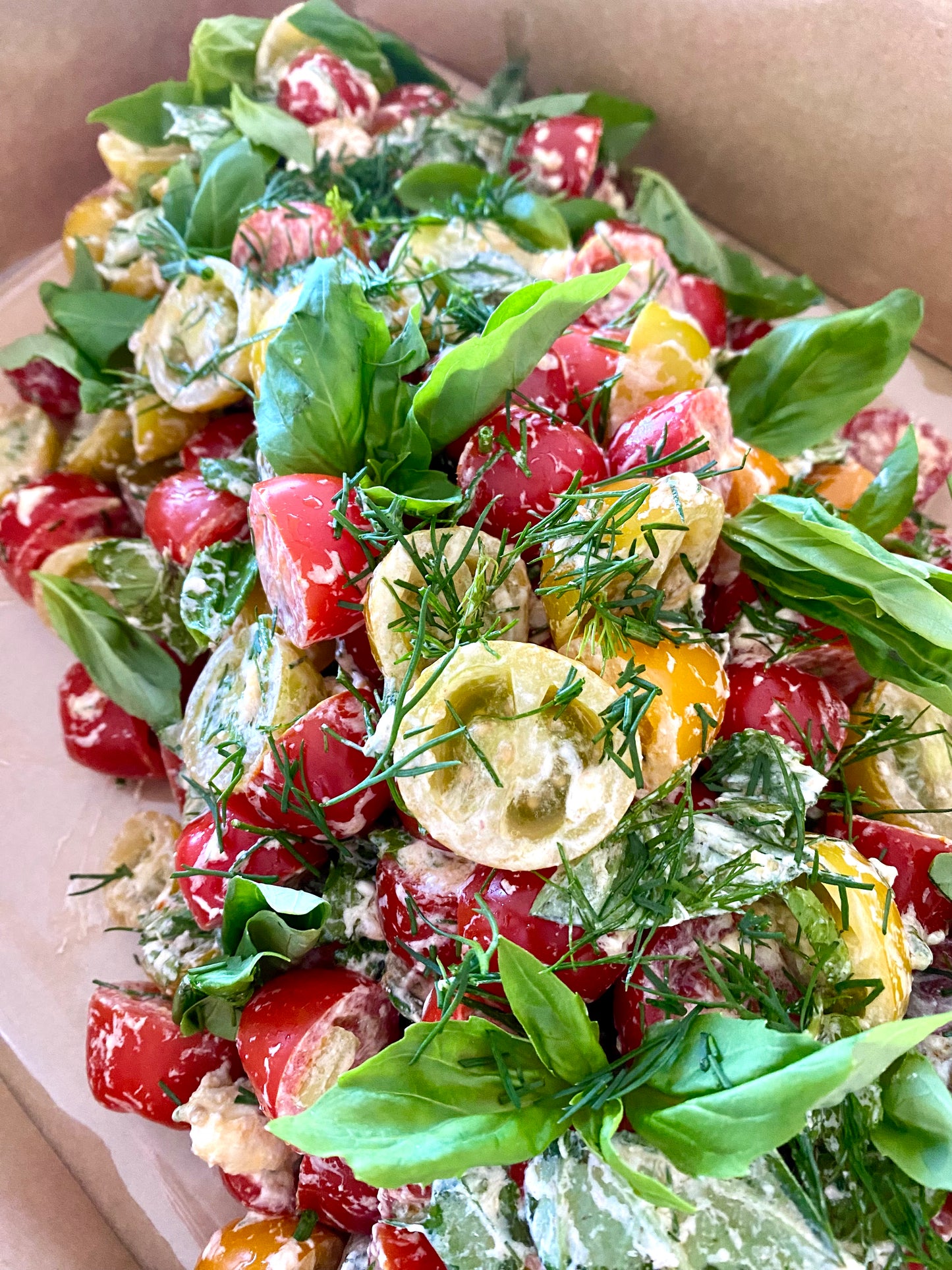 Salad Heirloom Tomato Dill, Basil, Mint & Persian Feta.